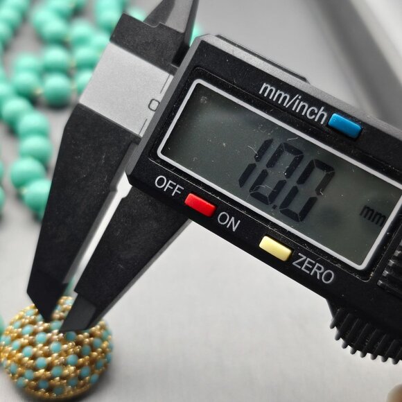 VTG Double Strand Turquoise Colored Bead Choker Necklace 15" Gold-Tone Box Clasp - Picture 12 of 15